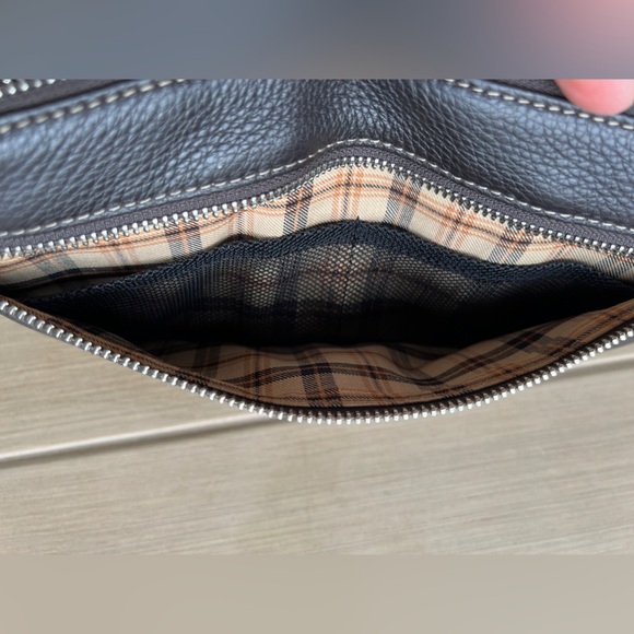 Levenger Bomber Jacket Brown Pebble Leather Zipped Pouch - Picture 5 of 8